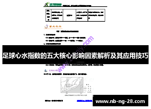 足球心水指数的五大核心影响因素解析及其应用技巧